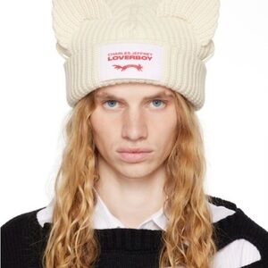 Charles Jeffrey Loverboy Cream Knit Hat